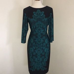 🌷David Meister- Emerald & Black Midi